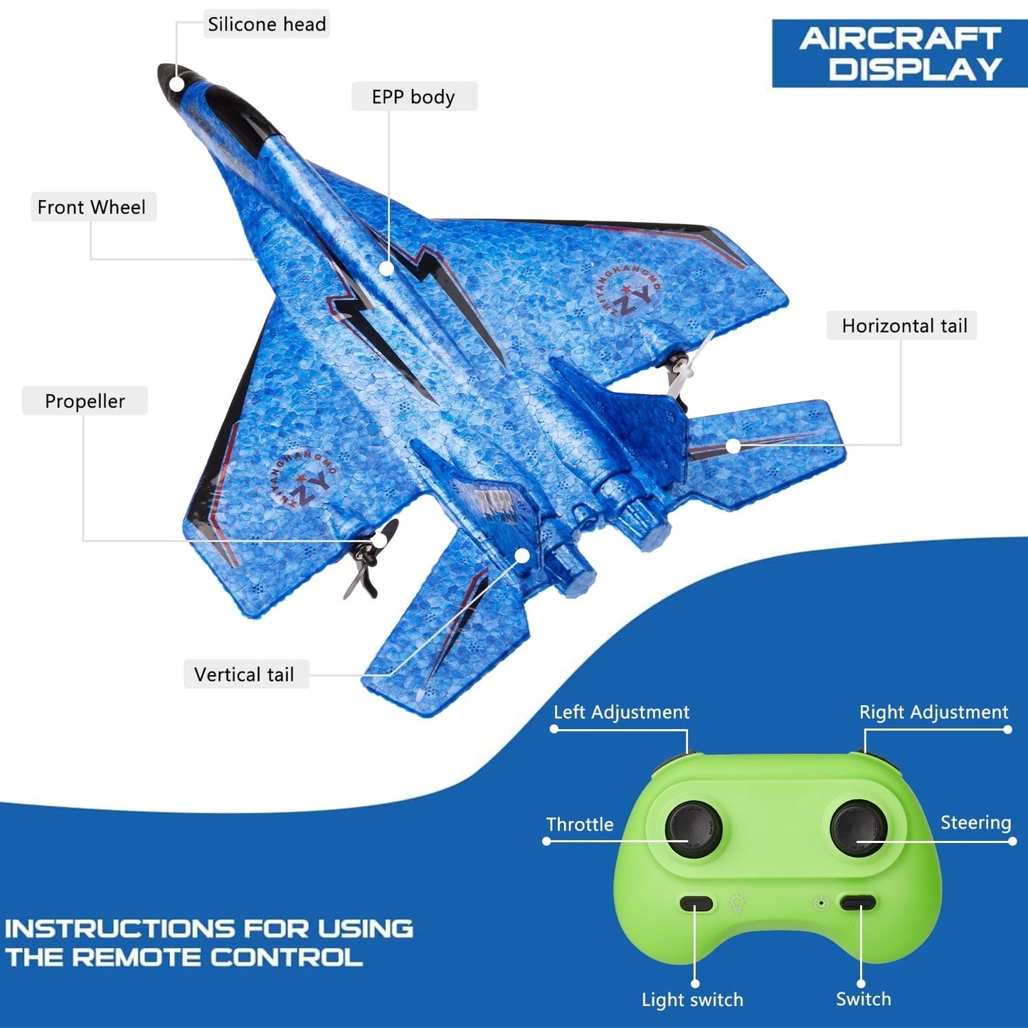 Petbank RC Airplane, 2 Channels Remote Control Glider Outdoor Plane Toys with Colorful LED Lights, Ready to Fly RC Plane Toy for Kids Adult Beginner