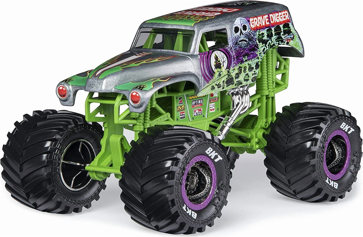 Monster Jam, Official Grave Digger Monster Truck, Die-Cast Vehicle, 1:24 Scale 1:24 Die Cast Truck Grave Digger (Silver)