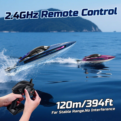 Remote Control Boat for Adults and Kids, WeFone WF17 RC Speed Boat, Summer Toys, 2 Batteries, Blue