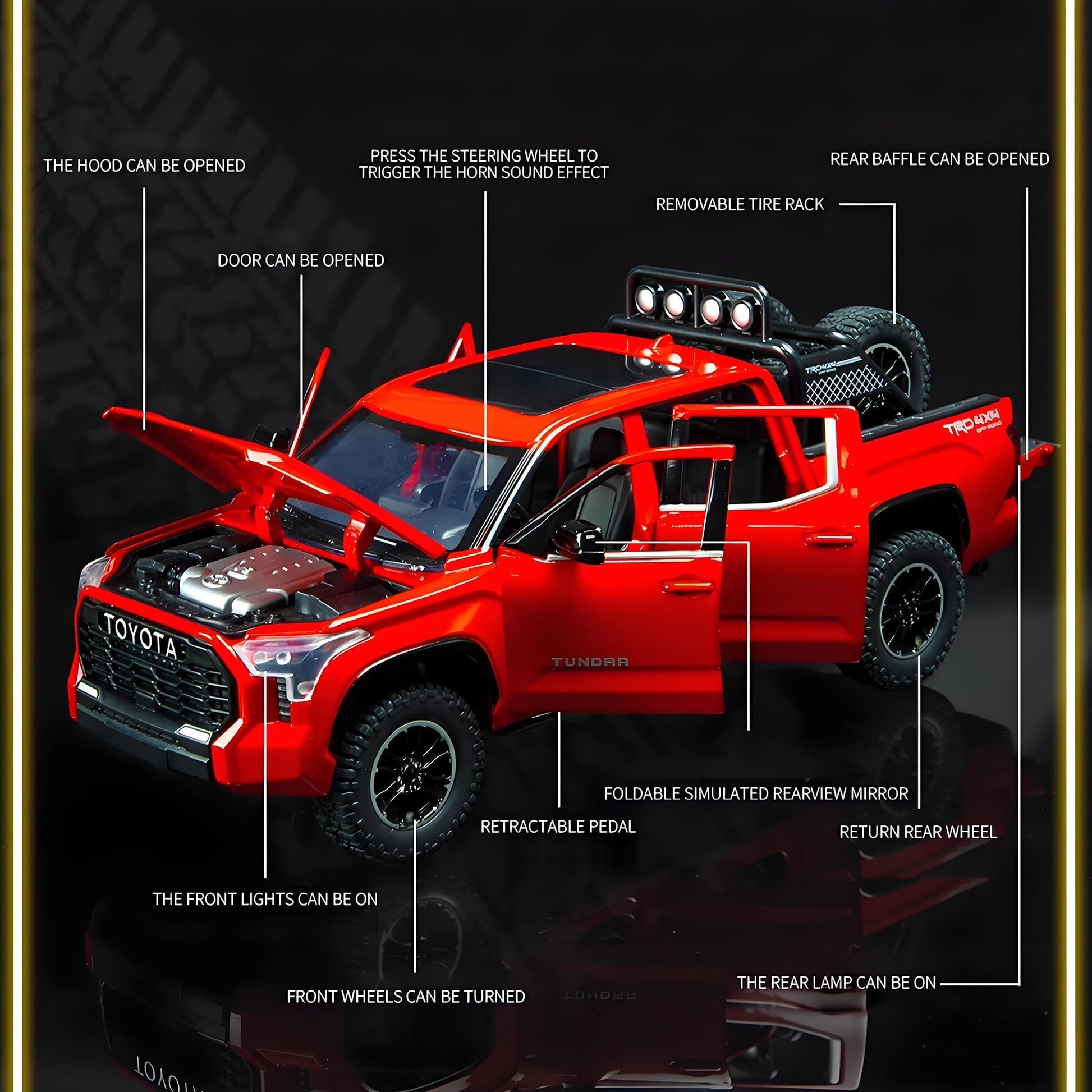 Anmyjuly 1/24 Scale Pickup Truck Toy Car Metal Die-Casting Model,Suitable for Boys as a Gift,Red