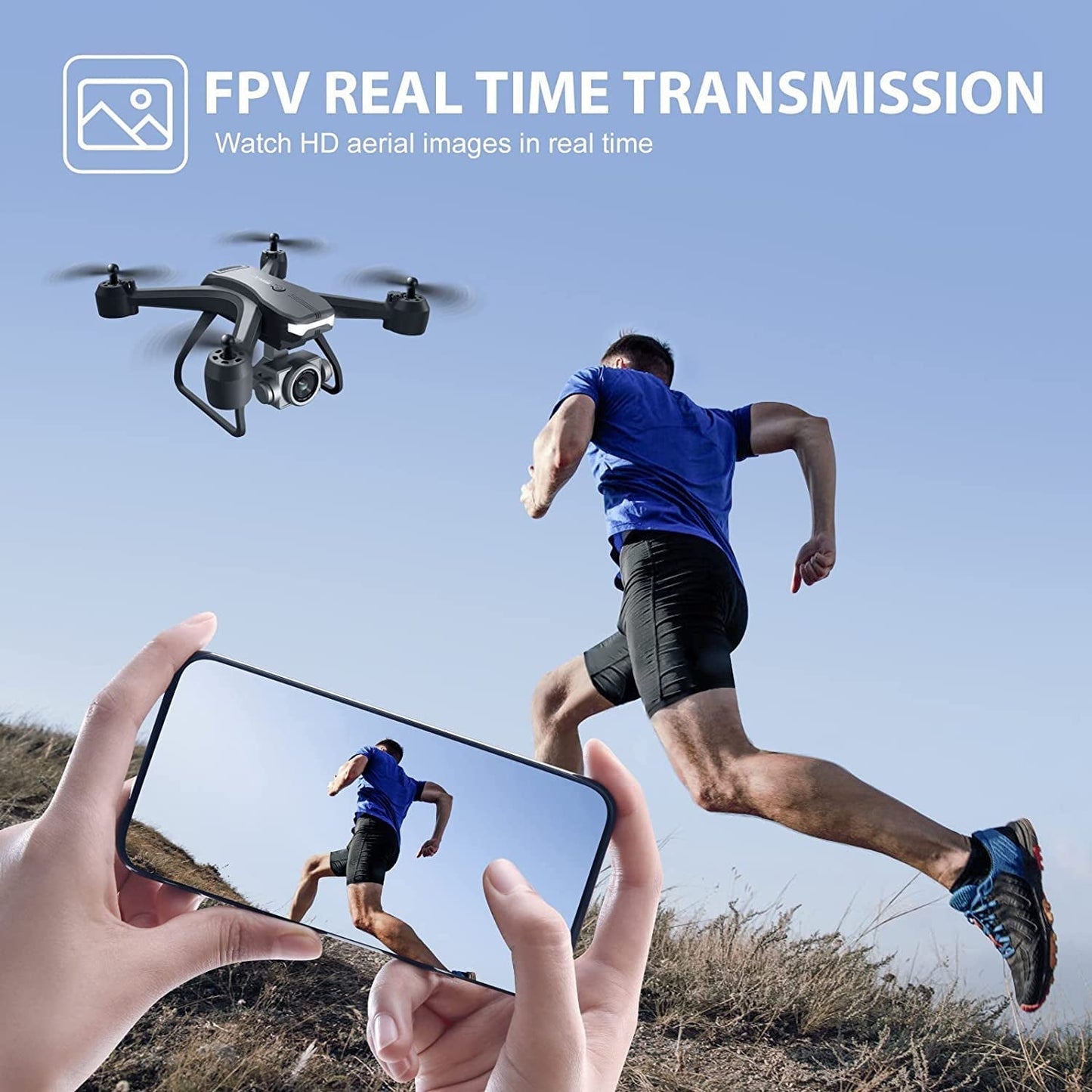 4DRC V14 Drone with 1080P HD Camera Live Video 120°Wide-Angle Wifi Altitude Hold, 3D Flip 2 Batteries Black