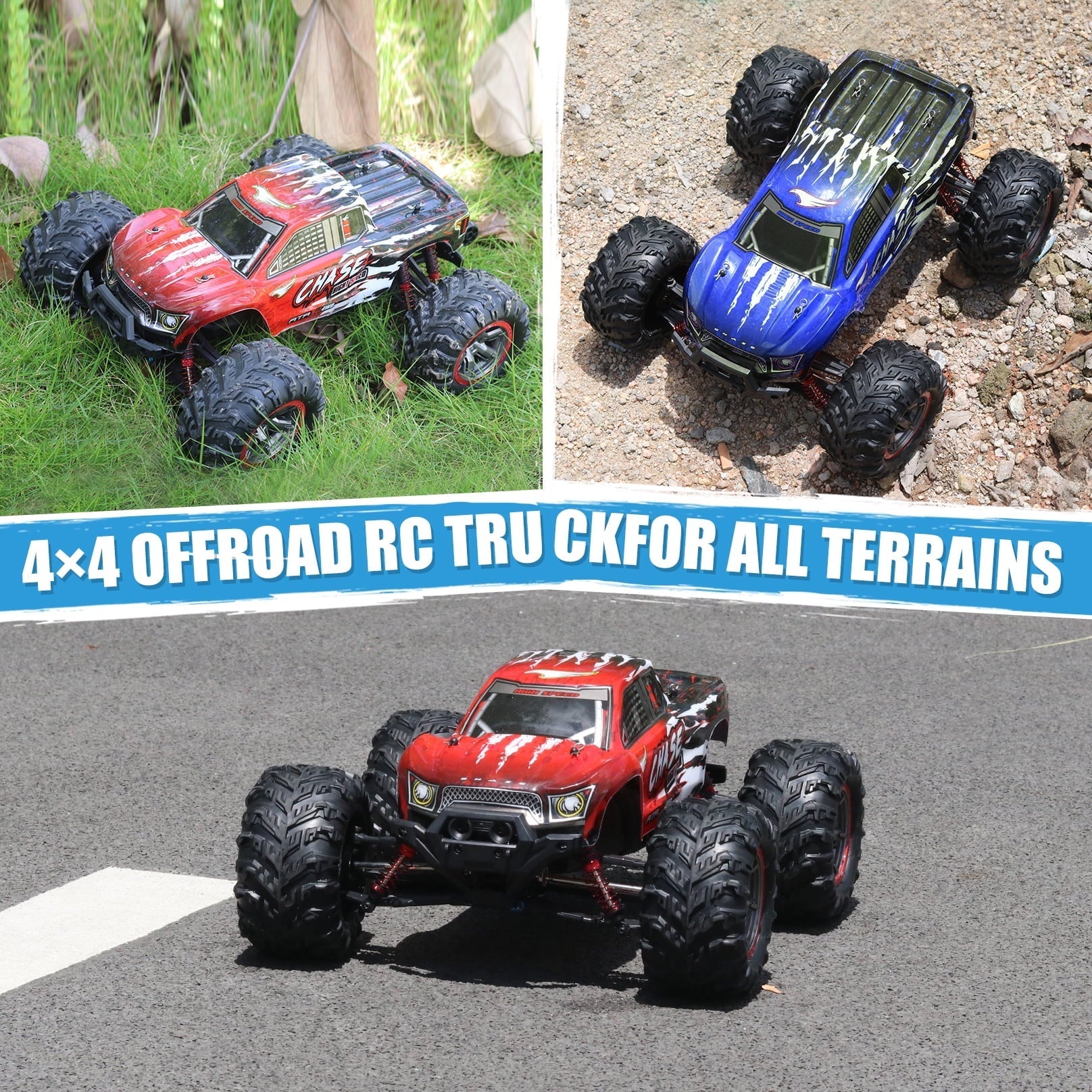 Hot Bee Remote Control Car High Speed RC Cars, 1:10 Scale 30mph 4WD Off Road Monster Trucks,Christmas Gift for Boys Adults
