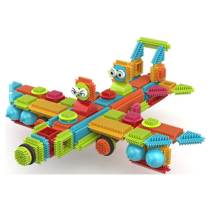 Contixo STEM Bristle Building Blocks for Toddlers & Kids Ages 3-8, Educational & Sensory Toy Building Set, 144 pcs - Rainbow Colors