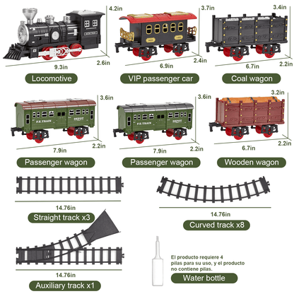 Gleamkid Electric Train Set for Kids, Train Track Toy with Smoke & Light & Sound, Christmas Train Gift for Boy & Girl