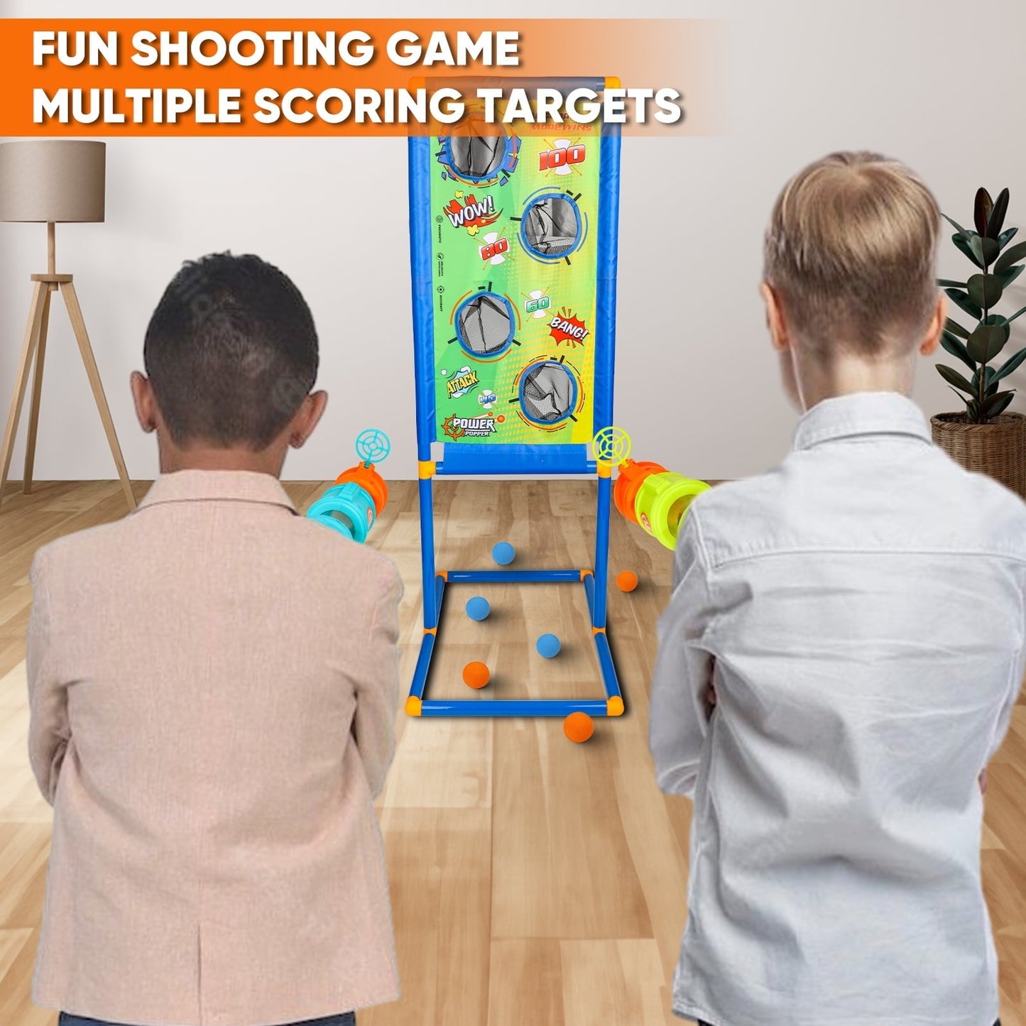 Hot Bee Shooting Game Toy for Kids Age 6-12 , 2 Air Pump & Shooting Target & 48 Foam, Indoor&Outdoor Play- Ideal Christmas Birthday Toy Gift for Boys 3+