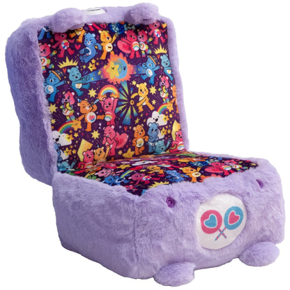 Happy Nappers: Care Bears 10" Pop N' Play Cube - Share Bear - Mushmillow Character Unfolds Into A Plush Pillow, Multi-Use, Chair-Footrest, Kids Toy