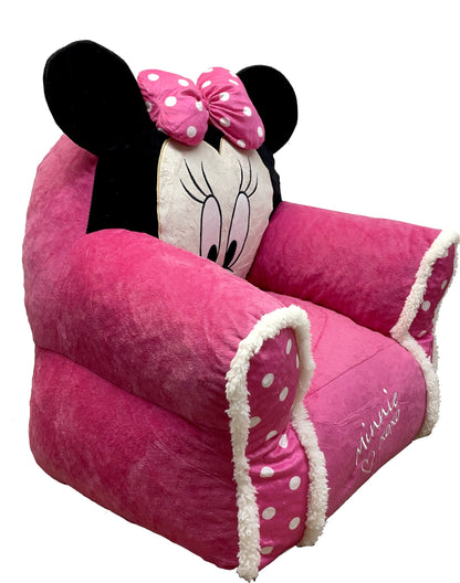 Disney Minnie Mouse Kids Figural Bean Bag Chair with Sherpa Trimming, Multi-Color