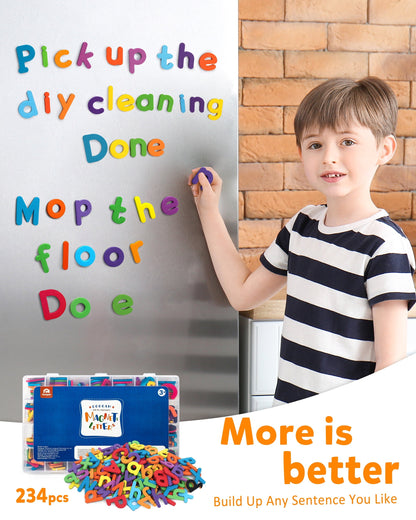 Coogam Magnet Letters Sets for 3 Years Old- 234 Pcs Alphabet with Magnetic Board Pen and Box