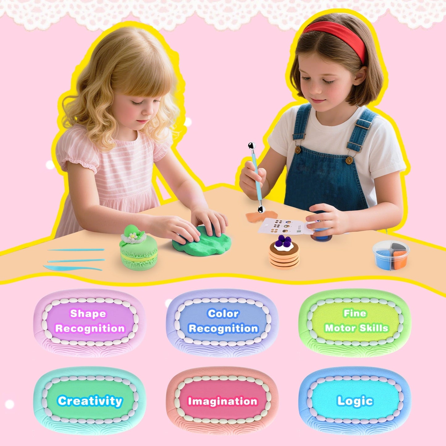 Nicella Air Dry Clay for Kids-12 Cake Modeling Clay , Molding Clay with Sculpting Tools & Tutorials, Ultra Light & Safe, DIY Arts and Crafts Gift for Girls Boys Ages 3+