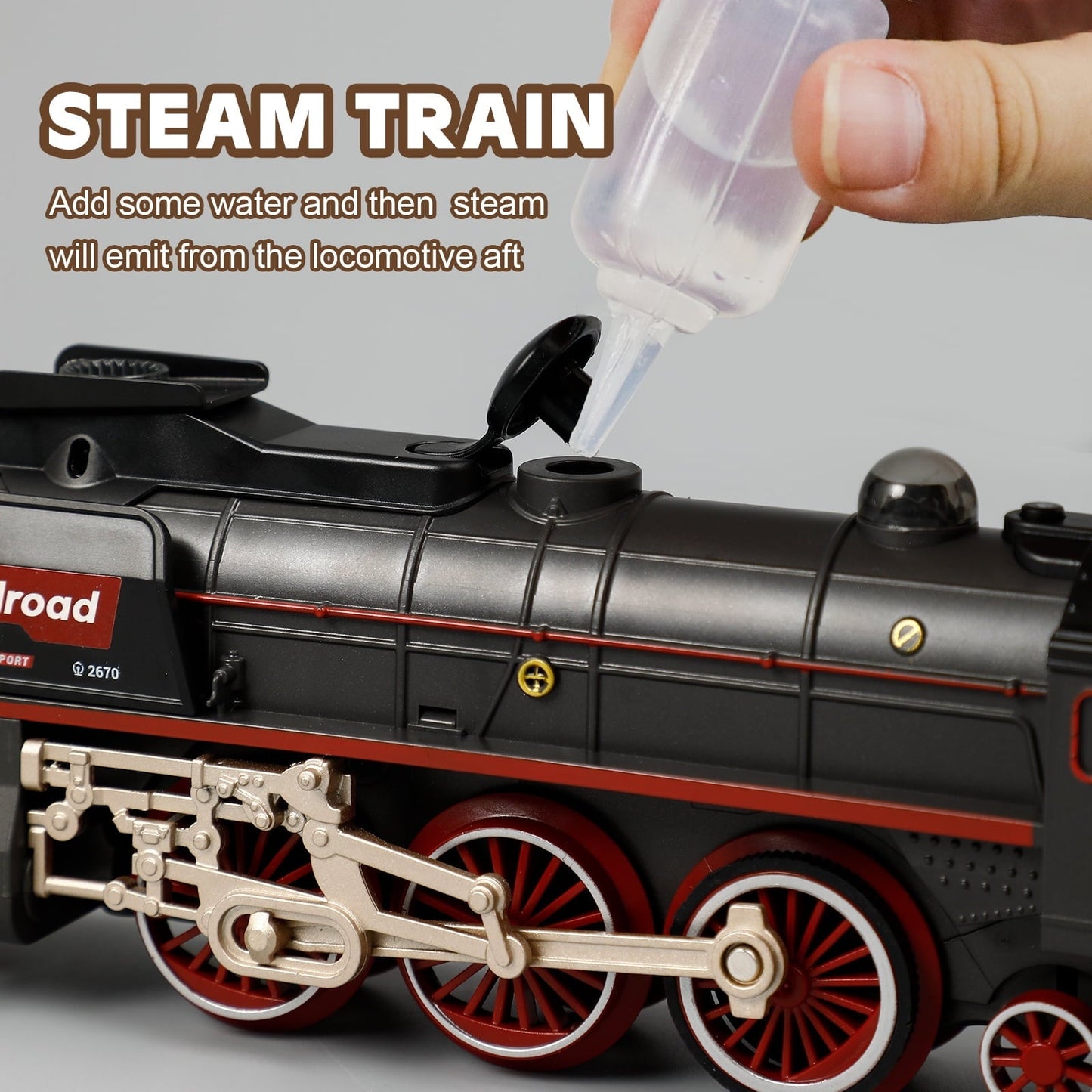 PayUSD Train Set Train Toys for Boys with Smokes Lights and Sound Toy Electric Train Set for Under Christmas Tree Toddler Model Trains for Kids Christmas Toys Gifts
