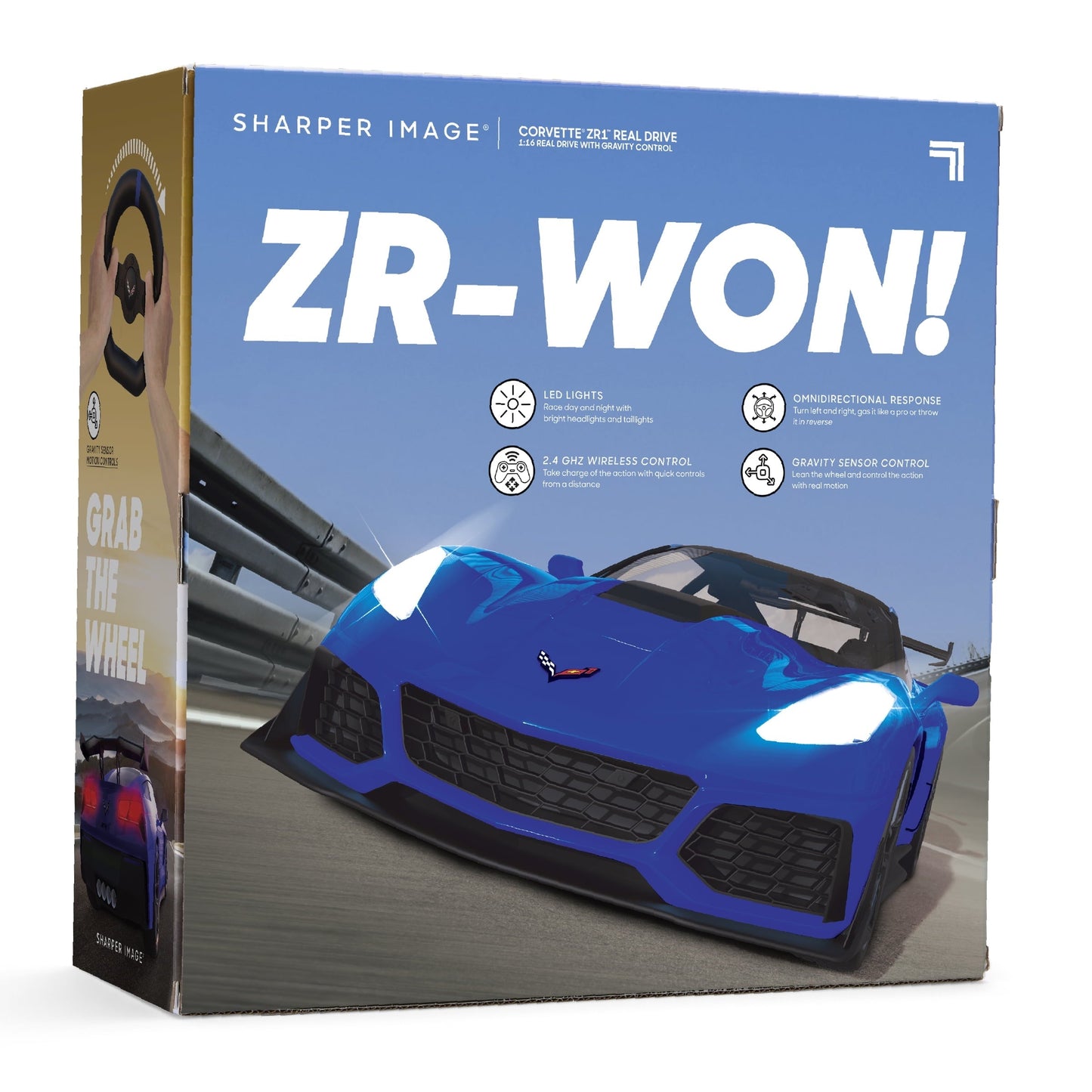 Sharper Image RC Chevrolet Corvette ZR1, 2.4 GHz Remote Control Sports Car with Gravity Sensor Steering, 1:16 Scale Model with LED Lights