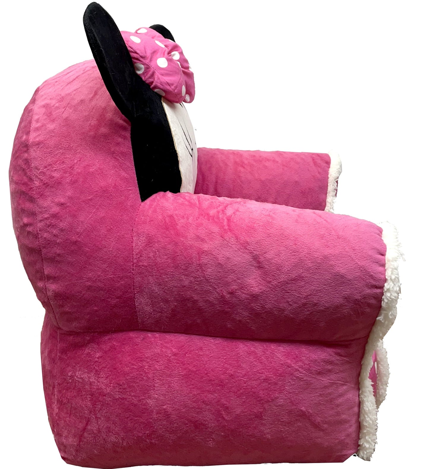 Disney Minnie Mouse Kids Figural Bean Bag Chair with Sherpa Trimming, Multi-Color