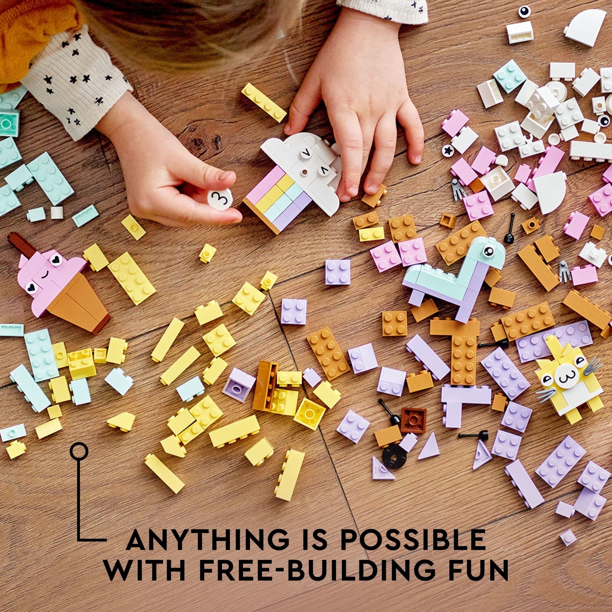LEGO Classic Creative Pastel Fun Bricks Box 11028, Building Toys for Kids, Girls, Boys ages 5 Plus with Models; Ice Cream, Dinosaur, Cat \u0026 More, Creative Learning Gift