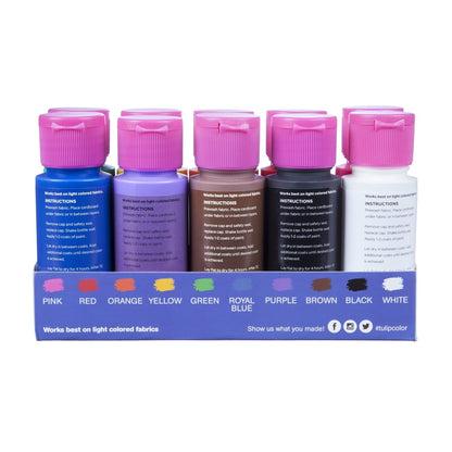 Tulip Brush-On Fabric Paint Set – 10 Pack of 2 fl oz Bottles, Liquid Rainbow Colors for DIY Crafts & Clothing