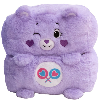 Happy Nappers: Care Bears 10" Pop N' Play Cube - Share Bear - Mushmillow Character Unfolds Into A Plush Pillow, Multi-Use, Chair-Footrest, Kids Toy