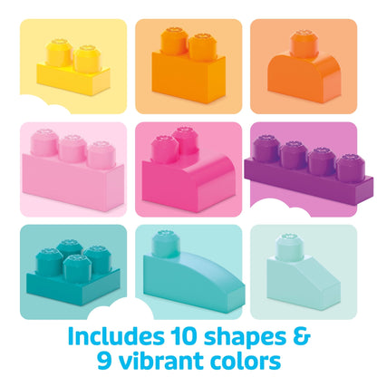 MEGA BLOKS Fisher-Price Toy Blocks Big Building Bag with Storage (80 Pieces) for Toddler, Pink