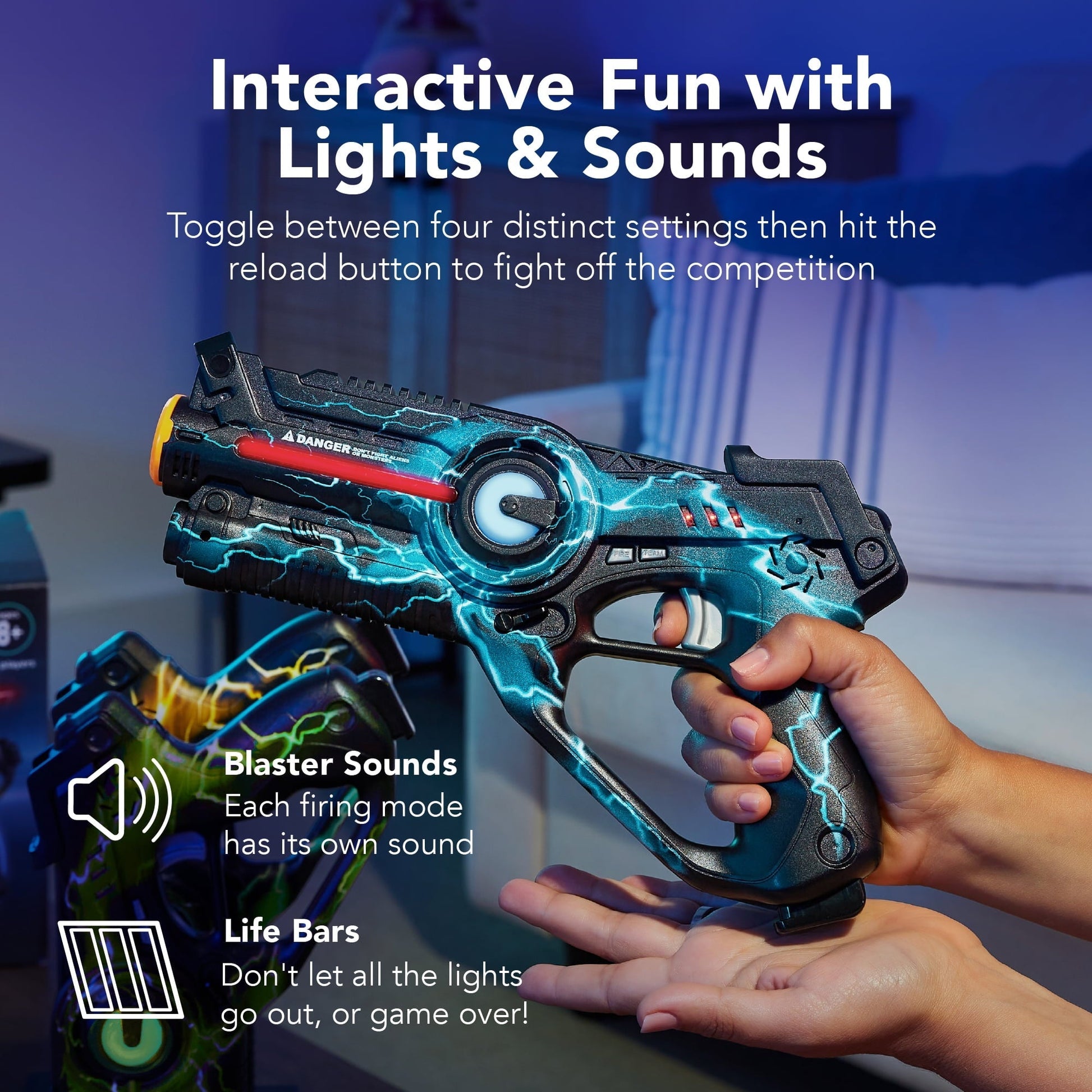 Best Choice Products Set of 4 Rechargeable Laser Tag Blasters No Vests Needed w/Docking Station - Yellow/Green/Blue/Pink