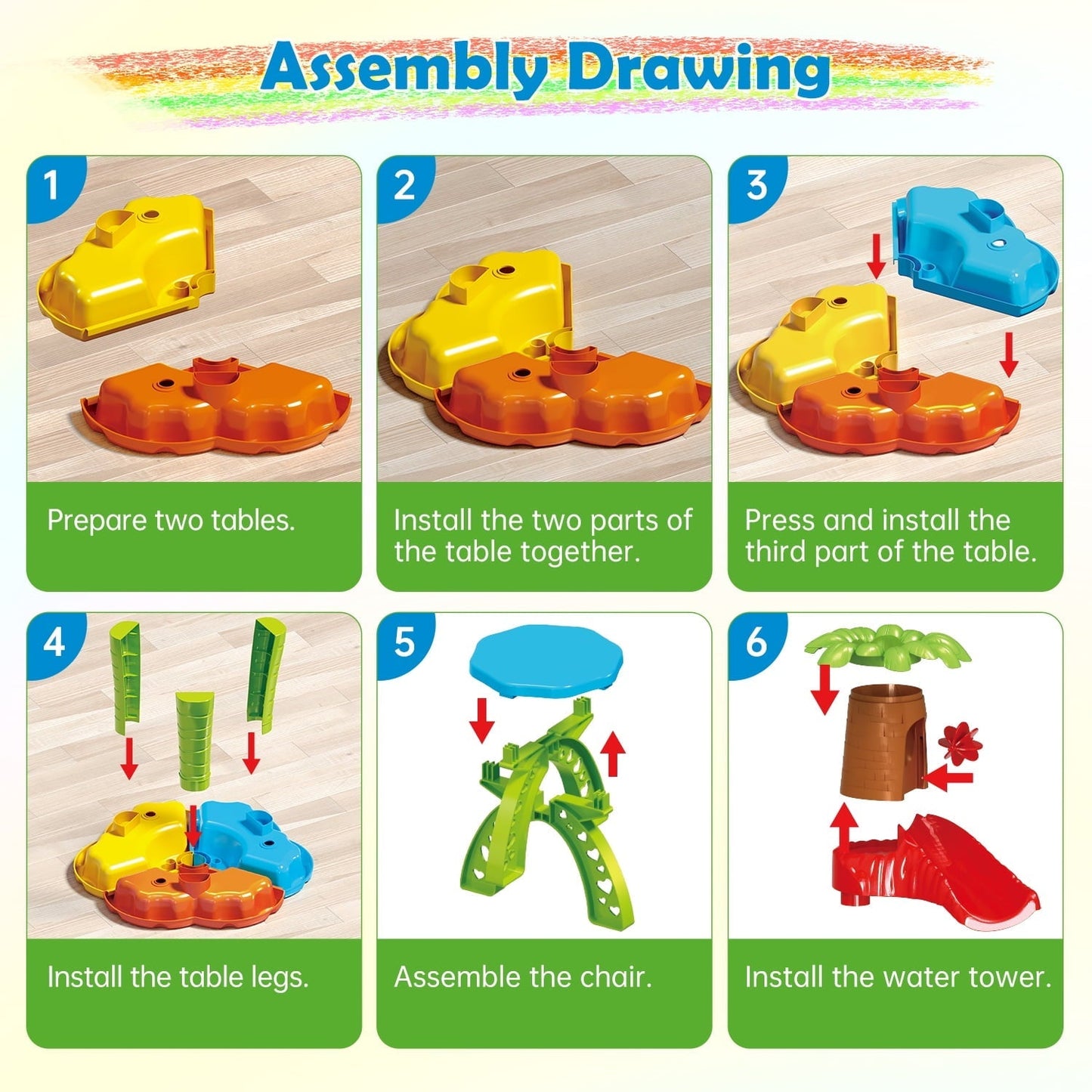 JoyStone 3 in 1 Kids Sand Water Table, 37PCS Sensory Play Table, 24"x24"x14.56" Outdoor Summer Toy Gift for Toddlers Boys Girls