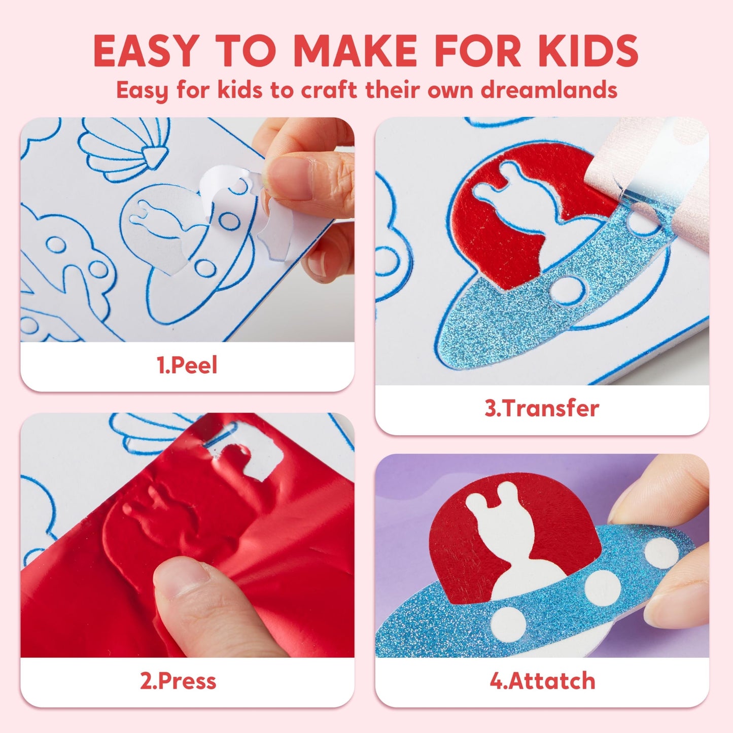 Joyfy Fashion Foil Art Kit for Kids, 10 Piece Unicorn and Princess Craft Set