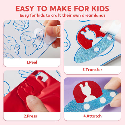 Joyfy Fashion Foil Art Kit for Kids, 10 Piece Unicorn and Princess Craft Set