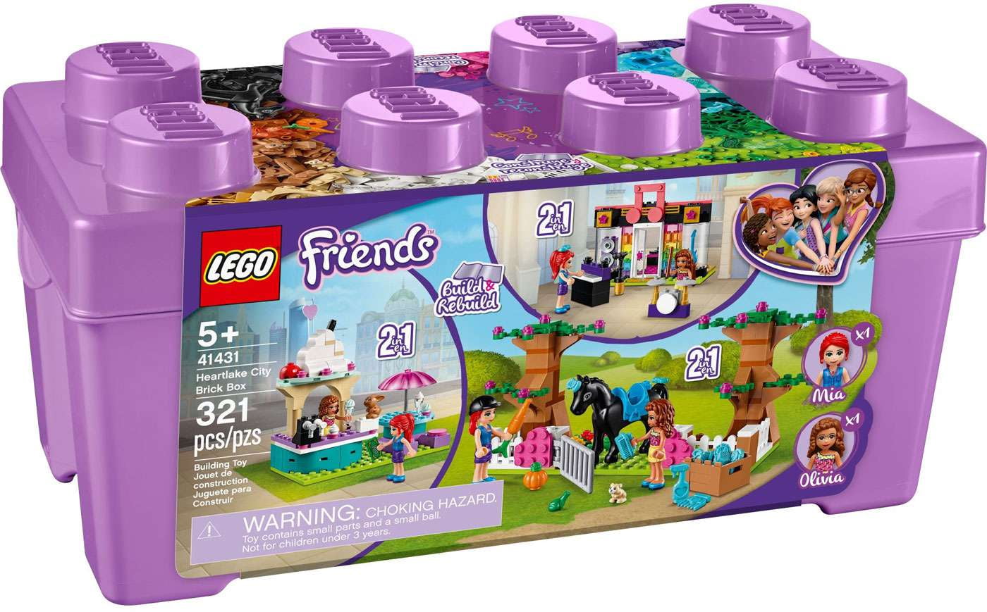 Pre-Owned LEGO Friends Heartlake City Brick Box 41431 Building Kit; Make 6 Scenes from 1 Box Set for Creative Fun (321 Pieces)