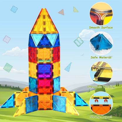 Magnetic Tiles Building Blocks Stem Toys for 3+ Year Old Boys and Girls Montessori Toys Toddler Kids Gifts Parents Approved Sensory Toys
