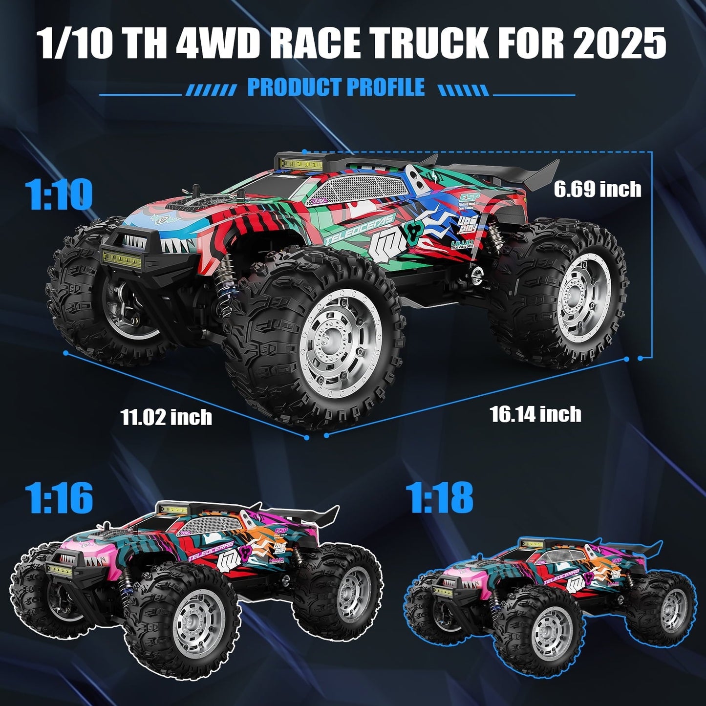 AUOSHI 2025 Fastest Brushless RC Cars Adults ESP 100 KM/H 60MPH Top Speed 4X4 Hobby Off-Road 1:12 RC Truck Oil Filled Shocks Remote Control Truck Boy