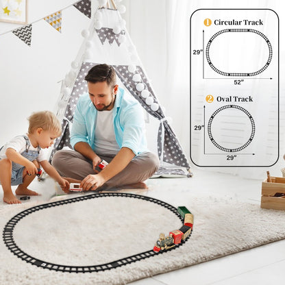 Train Set Toys- Electric Train Toy for Boys W/ Lights & Sound, Railway, Locomotive Engine, Cargo Cars, 3 Cars &10 Tracks, for 3-8