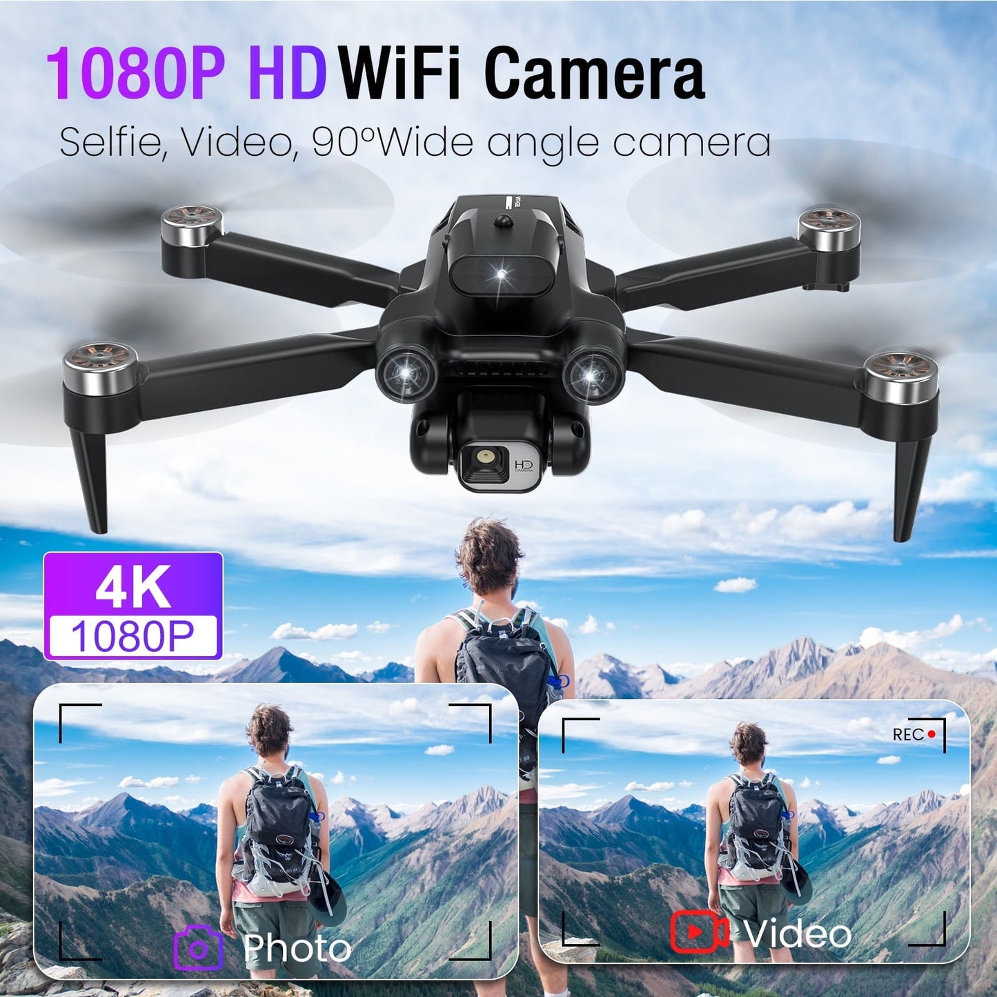 VILINICE 8 Drone with Camera, LH-X77PRO 1080P HD 4K Camera RC Quadcopter Drone for Adults and Beginners