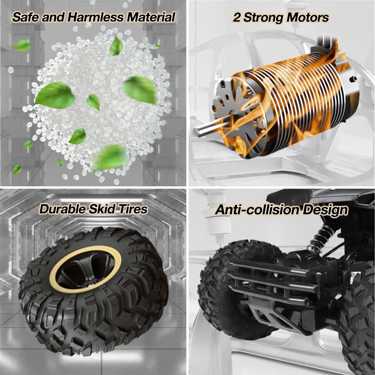 Tcovle 1:14 RC Cars, 40+ KM/H Fast RC Monster Truck Remote Control Car with Metal Drivetrain, 4WD All-Terrain, 2 Batteries, RC Toy Car Gift for Kids, Teens & Adults
