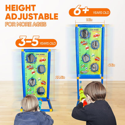 Hot Bee Shooting Game Toy for Kids Age 6-12 , 2 Air Pump & Shooting Target & 48 Foam, Indoor&Outdoor Play- Ideal Christmas Birthday Toy Gift for Boys 3+