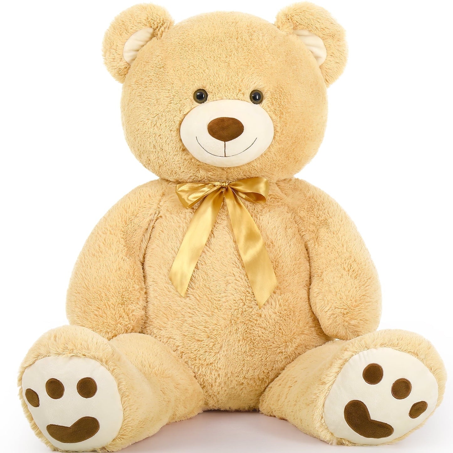 MorisMos Pink Giant Teddy Bear 35.4" Stuffed Animal Soft Big Plush Toy with Bowknot and Footprint