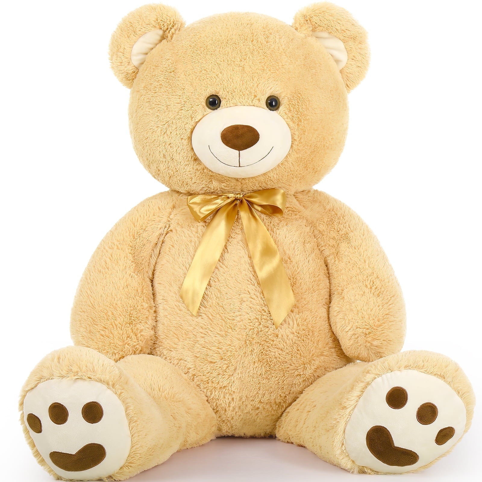 MorisMos Pink Giant Teddy Bear 35.4" Stuffed Animal Soft Big Plush Toy with Bowknot and Footprint
