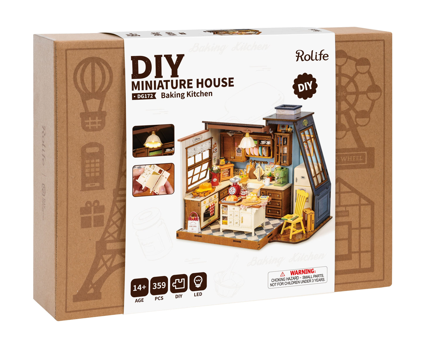 Rolife Baking Kitchen DIY Miniature Dollhouse Wooden Toy for Adult Child Gift