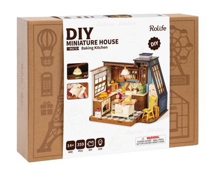 Rolife Baking Kitchen DIY Miniature Dollhouse Wooden Toy for Adult Child Gift