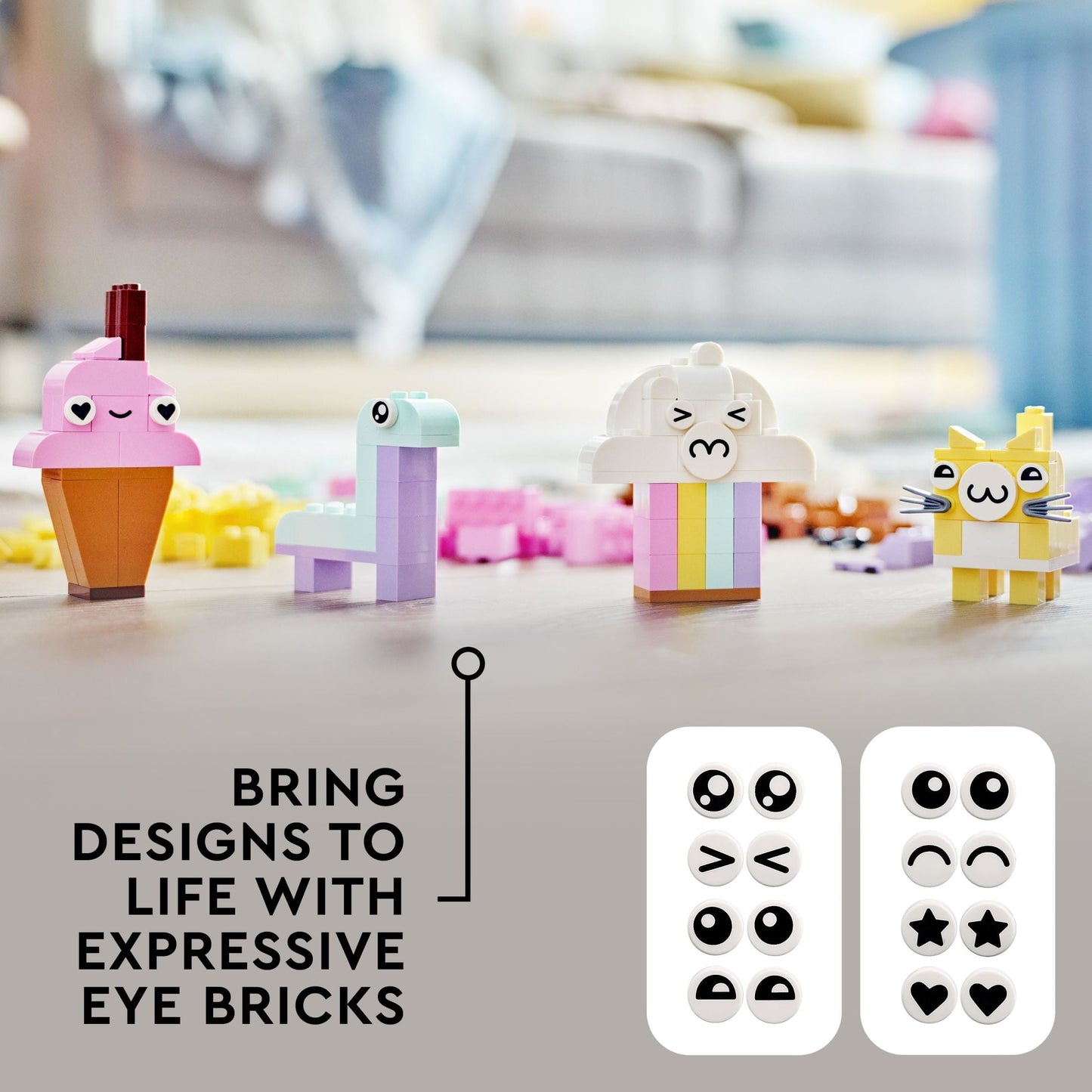 LEGO Classic Creative Pastel Fun Bricks Box 11028, Building Toys for Kids, Girls, Boys ages 5 Plus with Models; Ice Cream, Dinosaur, Cat \u0026 More, Creative Learning Gift