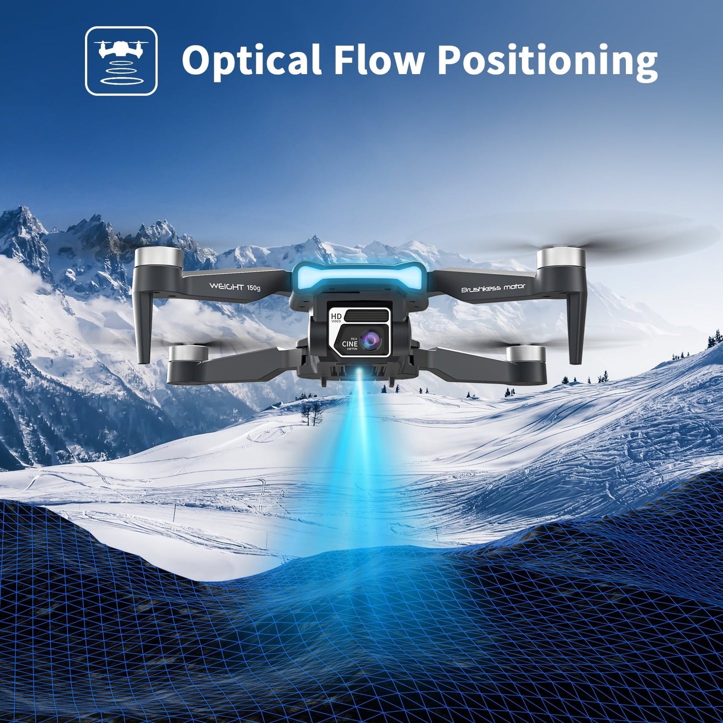 GPS Drone F194 with Camera for Adults 4K , AUOSHI Foldable Drone for Beginners with Auto Return Home, Optical Flow Positioning, Follow Me, Brushless Motor, 2 Batteries