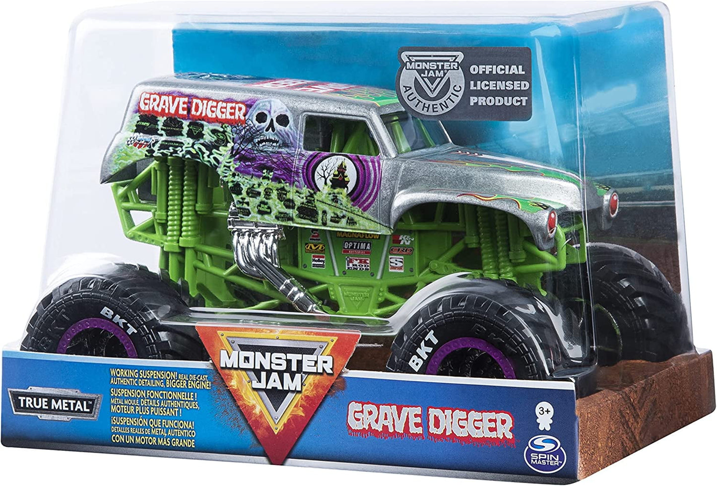 Monster Jam, Official Grave Digger Monster Truck, Die-Cast Vehicle, 1:24 Scale 1:24 Die Cast Truck Grave Digger (Silver)