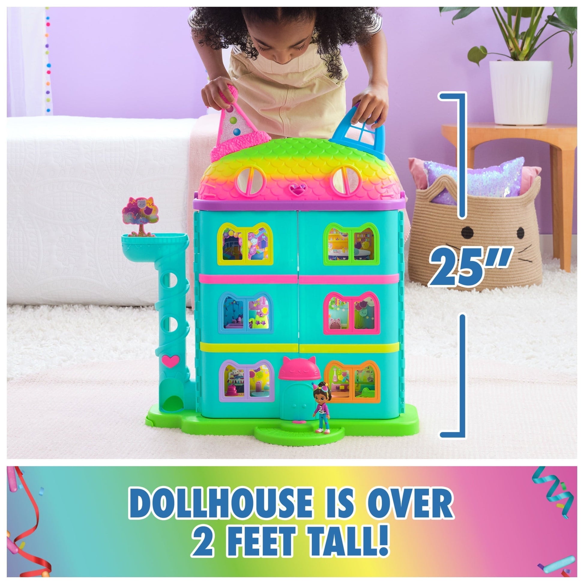Gabby's Dollhouse, 25" Tall Celebration Dollhouse with Toy Figures, Furniture & Sound Effects