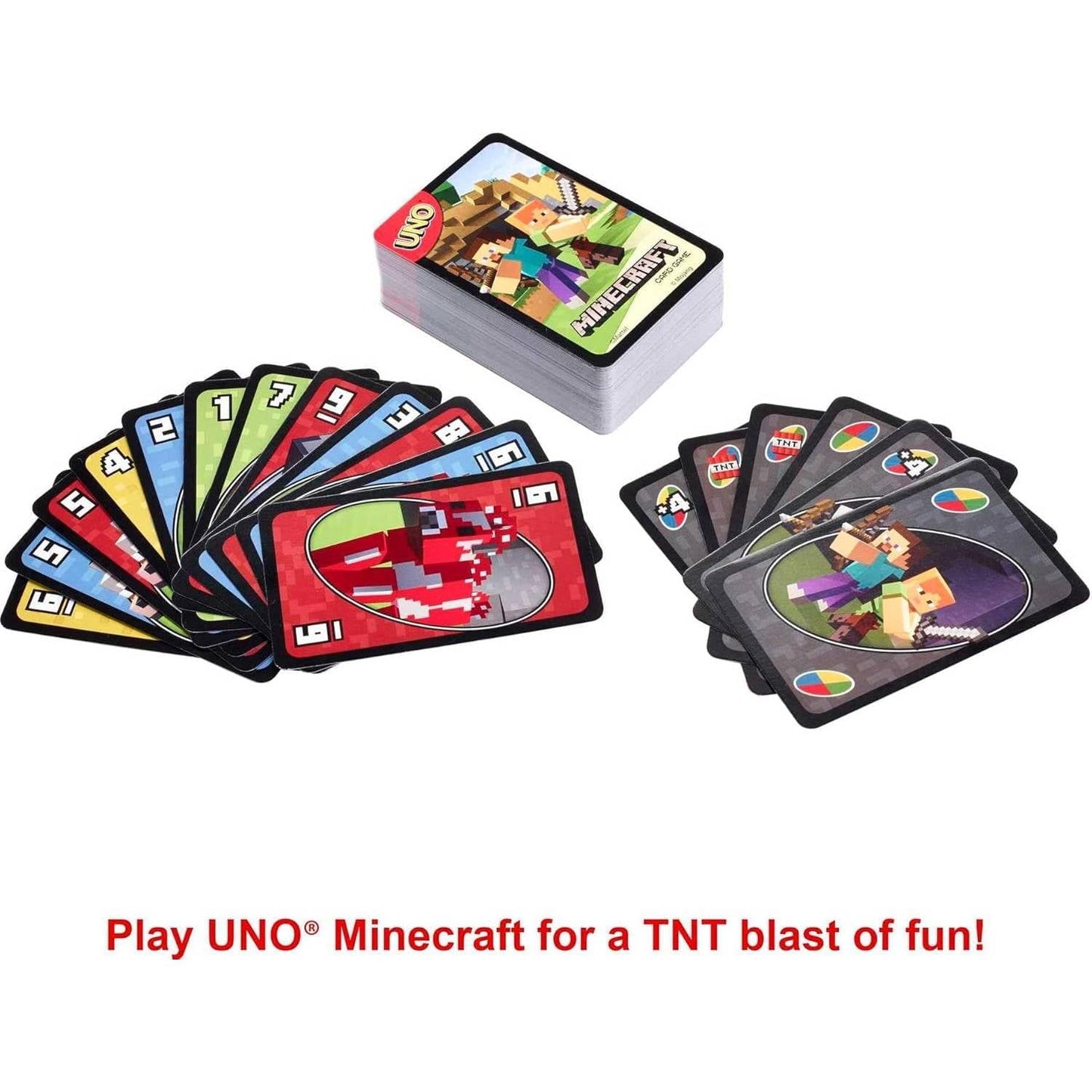UNO Minecraft Card Game for Kids and Families, 2 to 10 Players, Ages 7 and Up (Pack of 2)