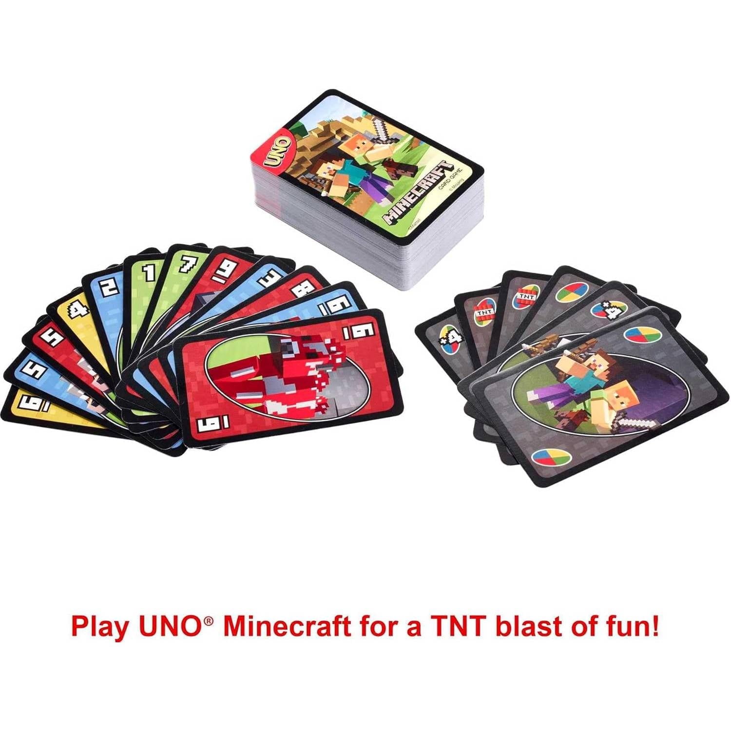 UNO Minecraft Card Game for Kids and Families, 2 to 10 Players, Ages 7 and Up (Pack of 2)