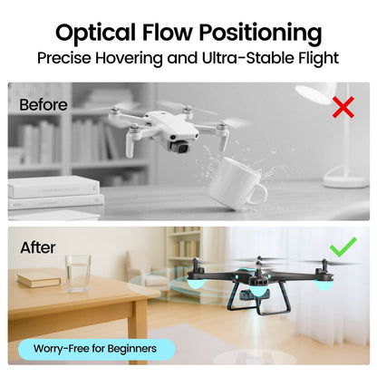 WF13 Drone with 1080P HD Camera for Kids, Optical Flow Hover, Upgraded Wefone Quadcopter, 2 Batteries, Black