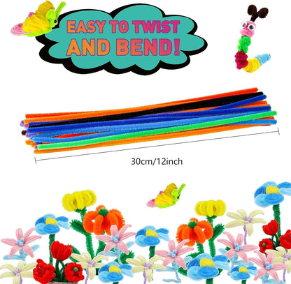 XKDOUS 560 PCS Pipe Cleaners Craft Chenille Stems, 37 Colors Pipe Cleaners Bulk with Googly Eyes for DIY Art Craft Supplies Craft Fuzzy Pipe Cleaners