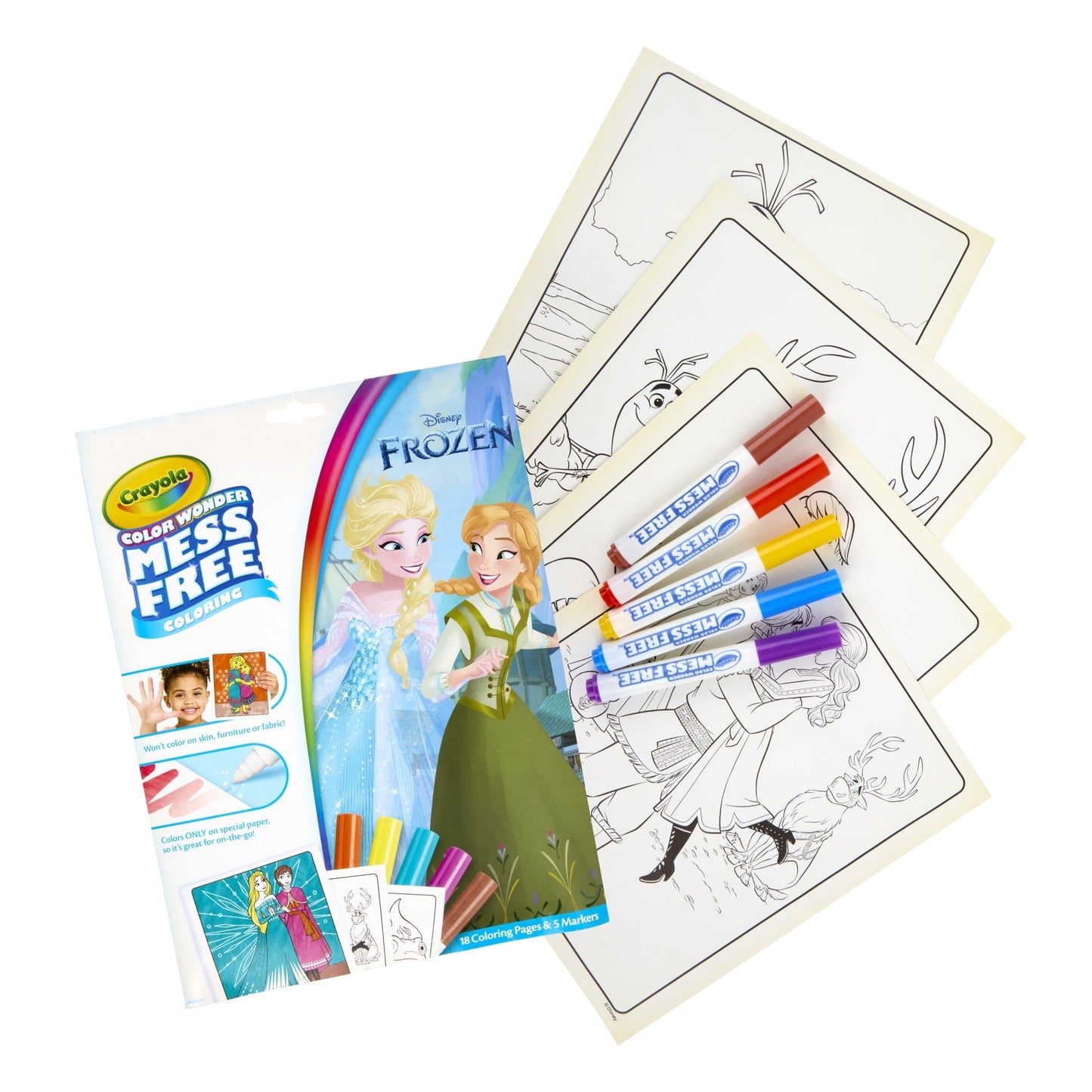 Crayola Color Wonder Mess Free Frozen 2 Coloring Set, 18 Pgs, Stocking Stuffers for Toddlers, Frozen Holiday Gift, Ages 3+