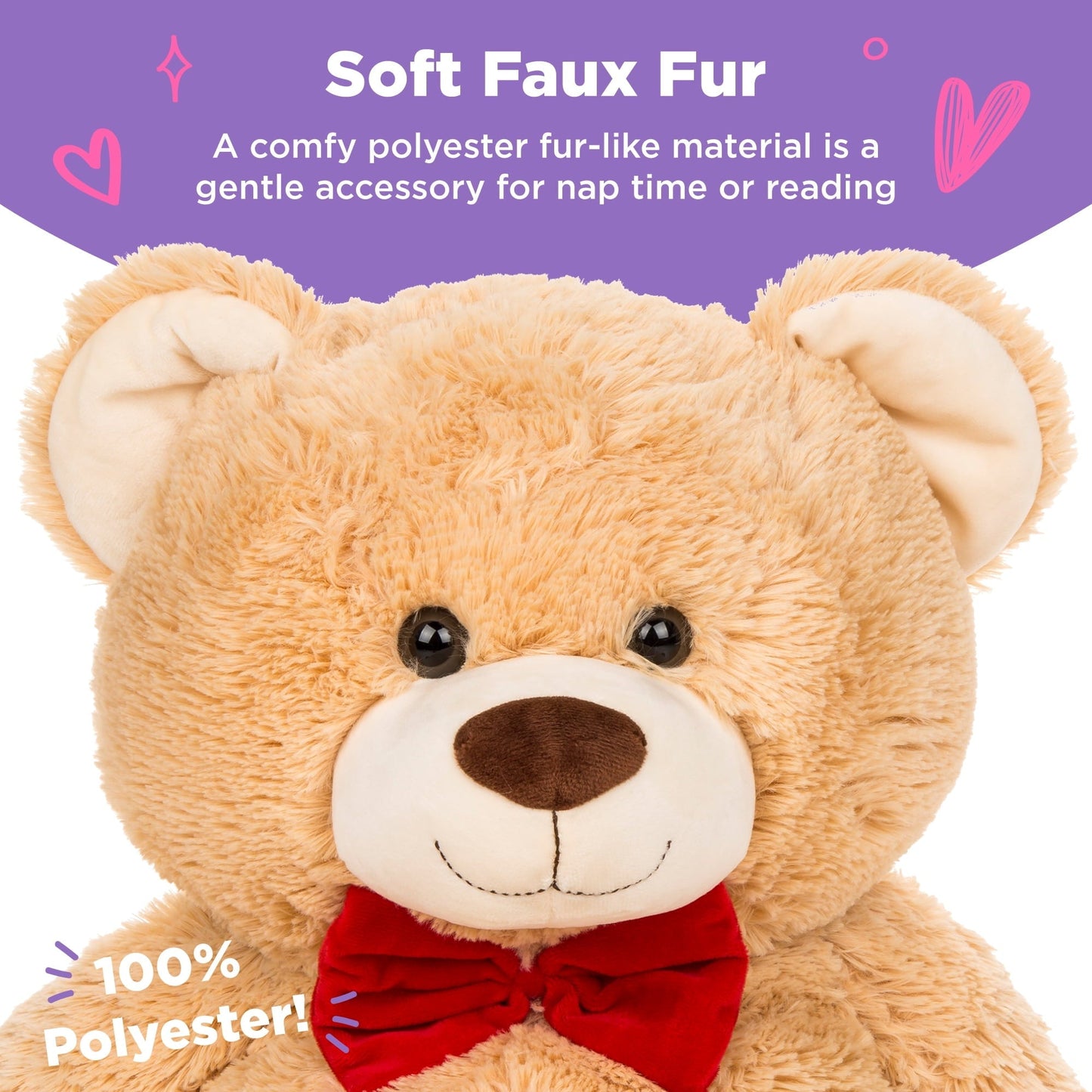 Best Choice Products 35in Giant Soft Plush Teddy Bear Stuffed Animal Toy w/ Bow Tie, Footprints - Brown