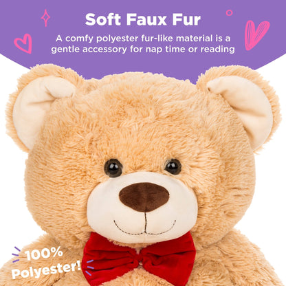 Best Choice Products 35in Giant Soft Plush Teddy Bear Stuffed Animal Toy w/ Bow Tie, Footprints - Brown