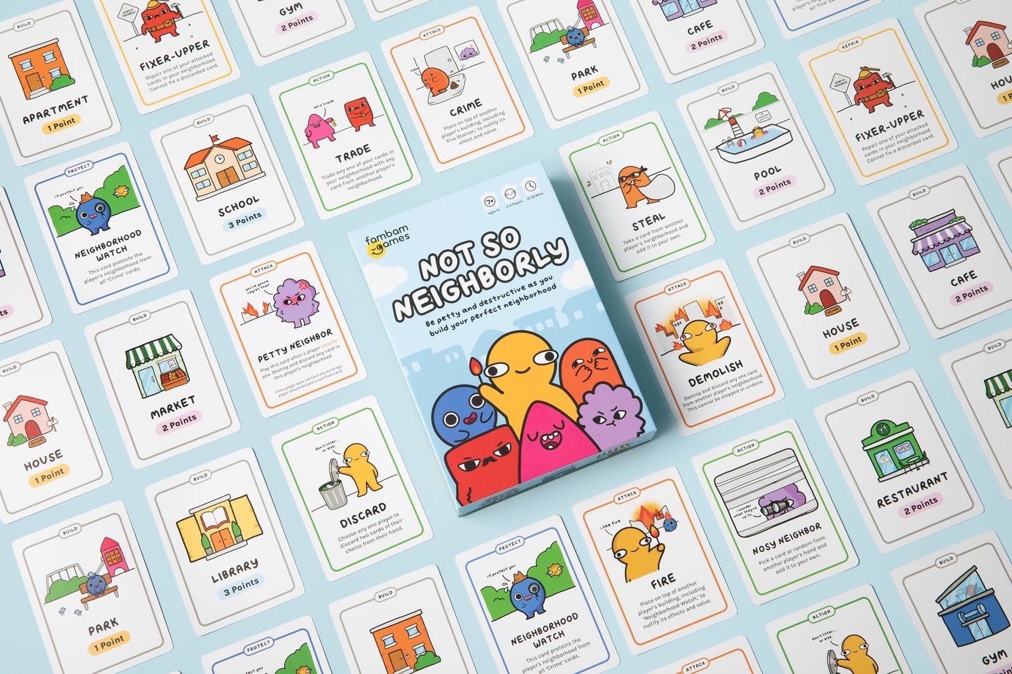 FamBam Games Not So Neighborly Card Game, Ages 7+, Perfect for Game Nights (Walmart Exclusive)