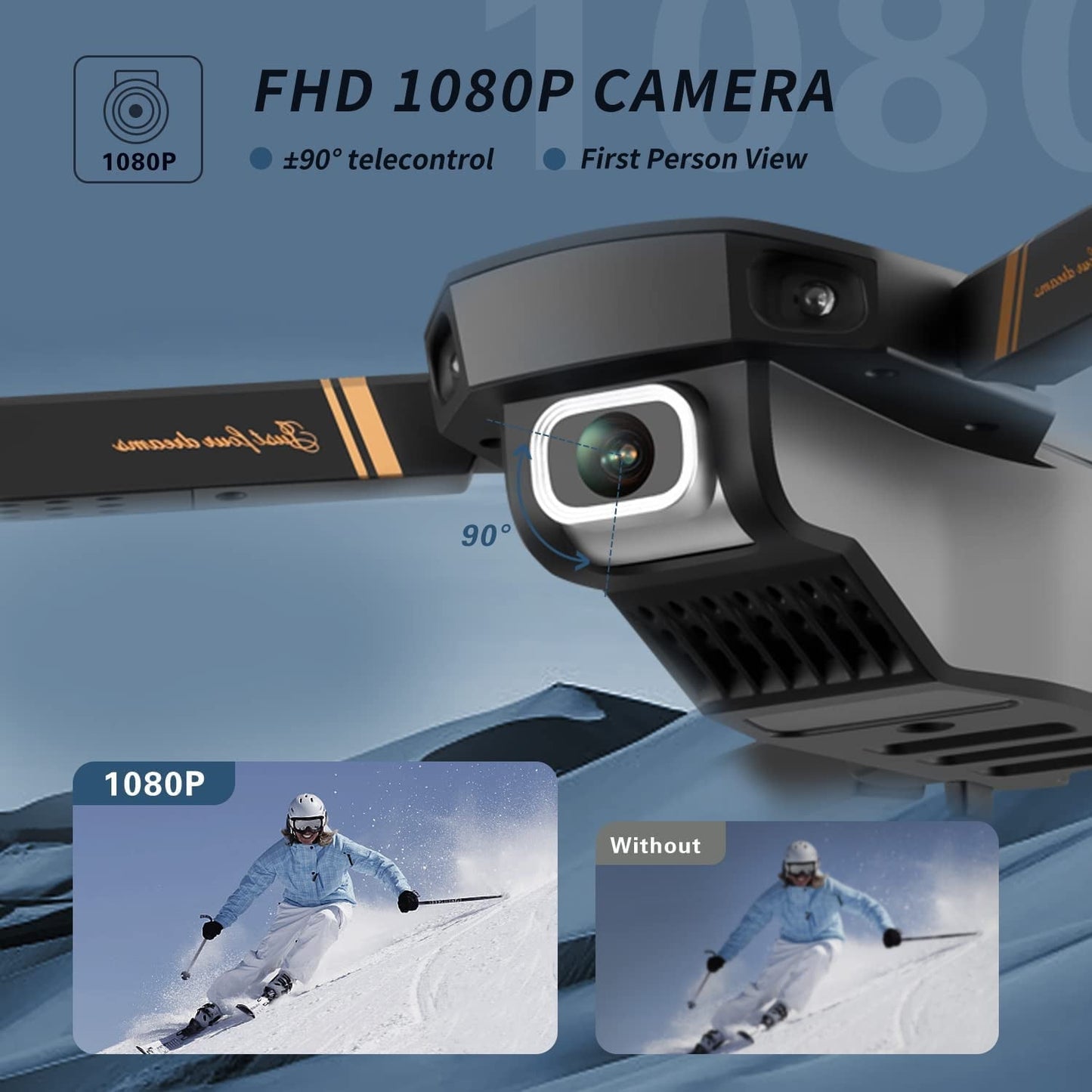 4DRC Drone with 1080P HD Camora for Kids and Sons, FPV Live Vedio 2 Meduler Batteries Black
