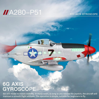 RC Plane, 2.4GHz 4 Channel Brushless Remote Control Jet Airplane for Adults, WLtoys RC Aircraft Fighter with 6-Axis Gyro, LED Searchlight, Easy to Fly for Boys and Girls
