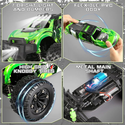 Beefunni RC Car 1:18 All Terrain, 40 MPH High Speed 4WD Off-Road RC Trucks, with 2.4 GHz Remote Control, 4X4 Waterproof Monster Truck with 2 Rechargeable Batteries, Toys Gifts for Boys Kids Adults